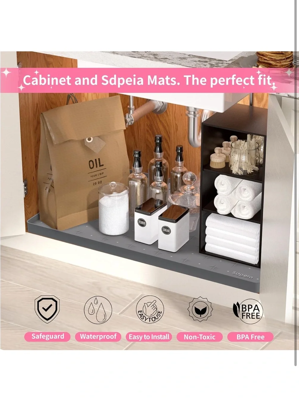 New Open Bag Gray Sdpeia Under Sink Mat 31